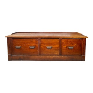 Antique Oak Entryway Bench With Drawers For Sale