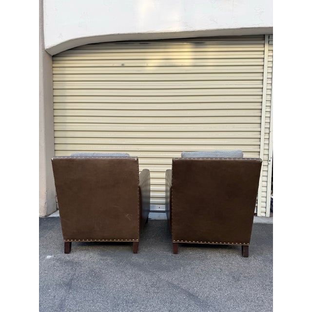 Lee Industries Lee Industries Leather Club Chairs - Pair With Nailhead Trim, Designer Style, Priced to Sell For Sale - Image 4 of 6