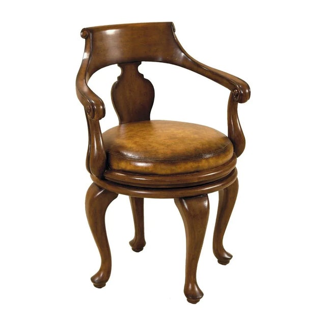 Warm Walnut Finished Swivel Game Chair