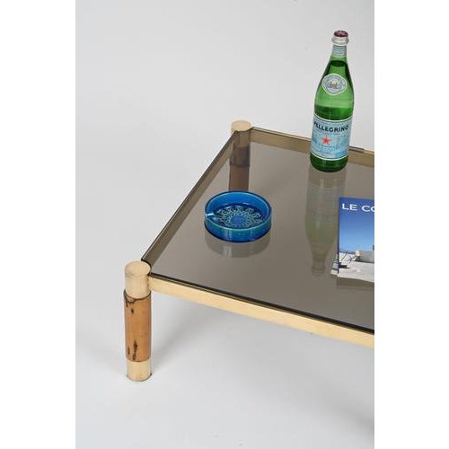 Italian Brass and Bamboo Coffee Table, 1970s For Sale - Image 4 of 14
