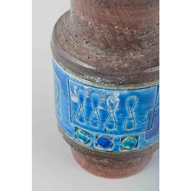 Ceramic Vase with Brown and Rimini Blu Glaze by Aldo Londi for Bitossi, 1970s For Sale - Image 3 of 6