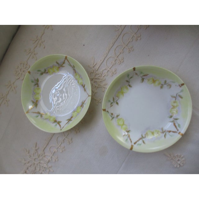 Antique Jean Pouyat France Hand Painted Yellow Roses & Gold Footed Berry Bowl Set of 5 For Sale In Columbia, SC - Image 6 of 11