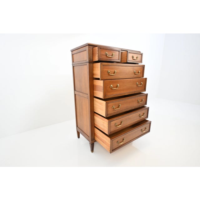 Kindel Furniture Neoclassical Louis XVI Style Cherry 7-Drawer Highboy Dresser For Sale In South Bend - Image 6 of 16