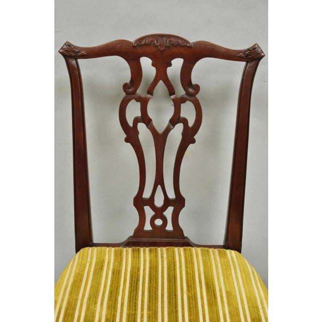 John Stuart Early 20th Century John Stuart Chippendale Carved Mahogany Ball and Claw Dining Chairs - Set of 4 For Sale - Image 4 of 16