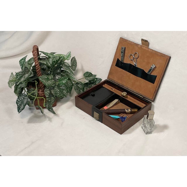 Vintage West Germany Rosewood & Brass Jewelry Box Storage Organizer Men’s Gift Trinket Box, Circa 60s For Sale - Image 12 of 12