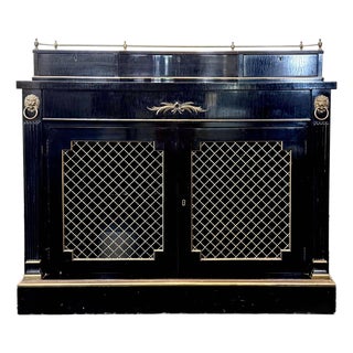 1940’s French Empire Neoclassical Ebonized Buffet Server by Kittinger For Sale