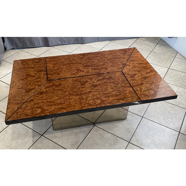Glass Vintage Elm Burl Coffee Table by Paul Michel for Roche Bobois, 1980s For Sale - Image 7 of 18
