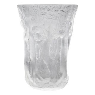 Bohemian Frosted Art Glass Forest Vase For Sale