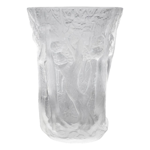 Bohemian Frosted Art Glass Forest Vase For Sale