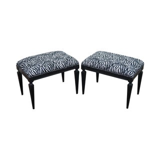 Hollywood Regency Black Ottomans Benches - A Pair For Sale