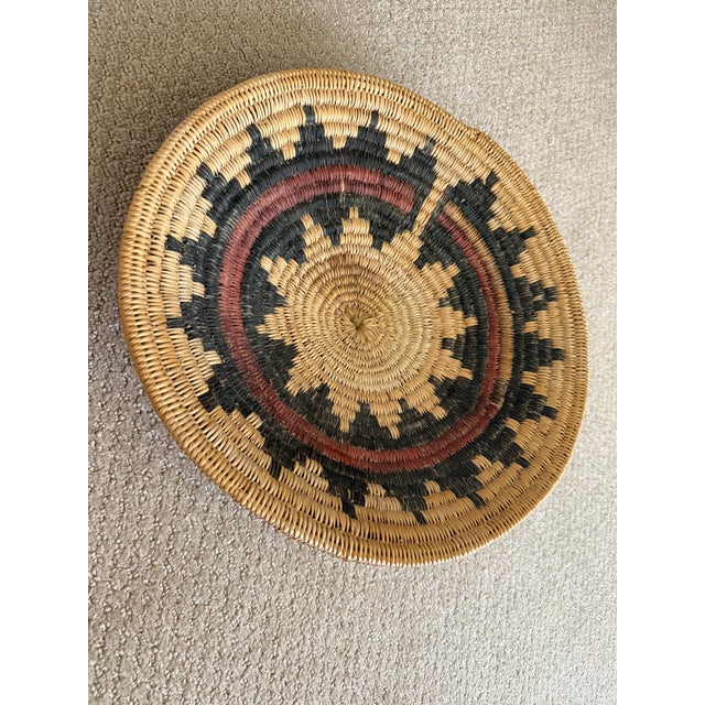 Exquisite Vintage Navajo Wedding Basket — 16” Southwestern Native American Coiled Basket For Sale - Image 9 of 12
