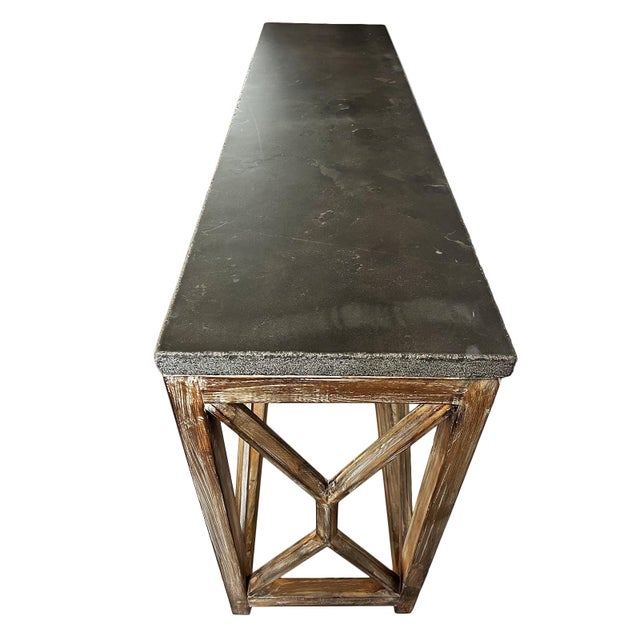 Grey Stone Top Open Console Table For Sale In Los Angeles - Image 6 of 9