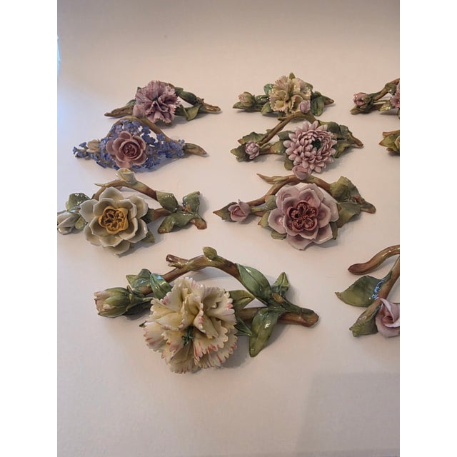 Traditional German Porcelain Flower Form Place Card Holders 11 For Sale - Image 3 of 13