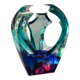 Michael David & Kit Karbler Signed Sculptural Studio Art Glass “Vortex” Bowl For Sale