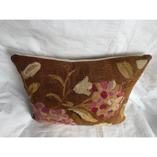 19th Century Antique Aubusson Botanical Tapestry Pillow For Sale In Los Angeles - Image 6 of 7