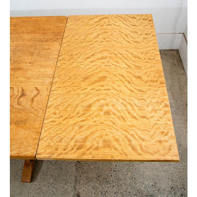 Mid 20th Century Danish Modern Dining Table Solid White Oak Attributed to Henning Kjaernulf Leaf X2 For Sale - Image 11 of 12