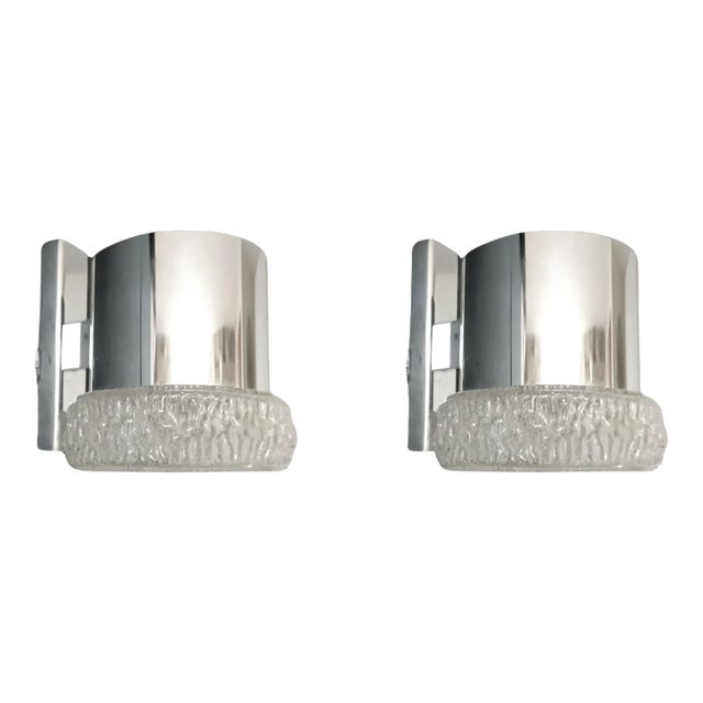 1960s Chrome Murano Sconces by Gino Sarfatti for Seguso, a Pair For Sale