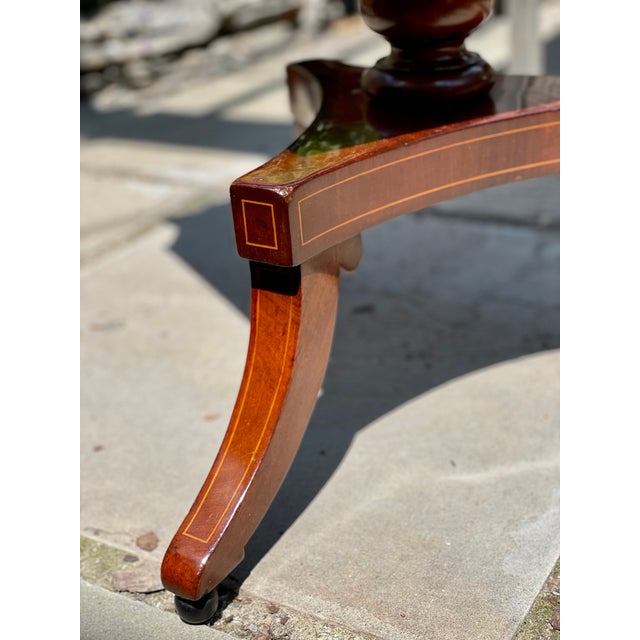 Regency Quilted Mahogany Worktable With Pedestal Base, Early 19th Century For Sale - Image 9 of 10