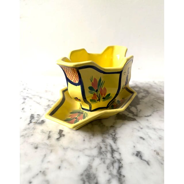 Henriot Quimper gravy boat/serving piece. Quimper pottery is a historic French tin-glazed earthenware (faïence) produced...