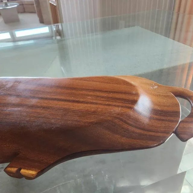 1970s 1970s Pig Party Platter Serving Tray Wood Charcuterie Board For Sale - Image 5 of 12