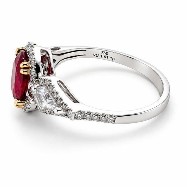Contemporary Gorgeous 18k White Gold 1.61ct No Heat Ruby Diamond Ring, Size 6.5 For Sale - Image 3 of 6