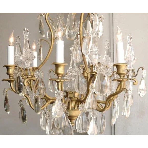 Metal French 1940s Clear Tear Drop Chandelier by Maison Baguès For Sale - Image 7 of 9