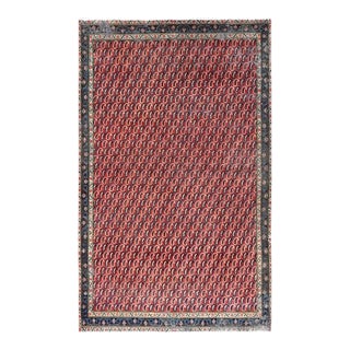 1960 Red Vintage Persian Senneh Soft Wool Distressed Look Hand Knotted Runner Rug For Sale