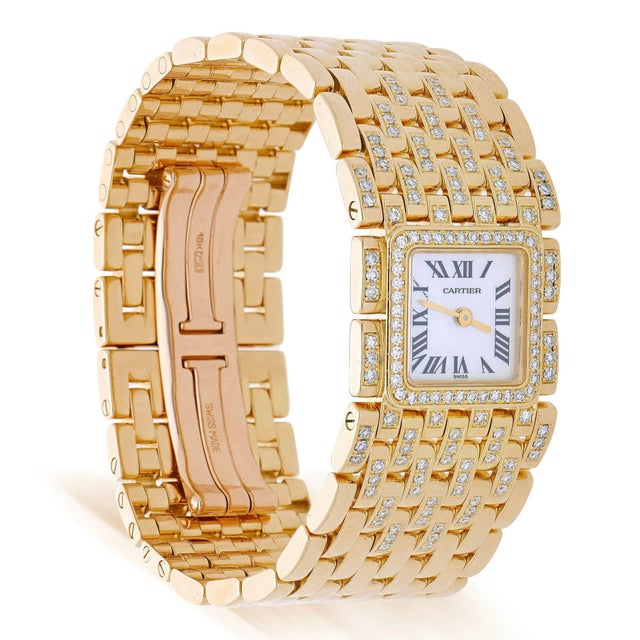 Cartier Panthère Ruban Wg3009ta Factory Diamond 18k Gold Full Set Watch For Sale - Image 16 of 18