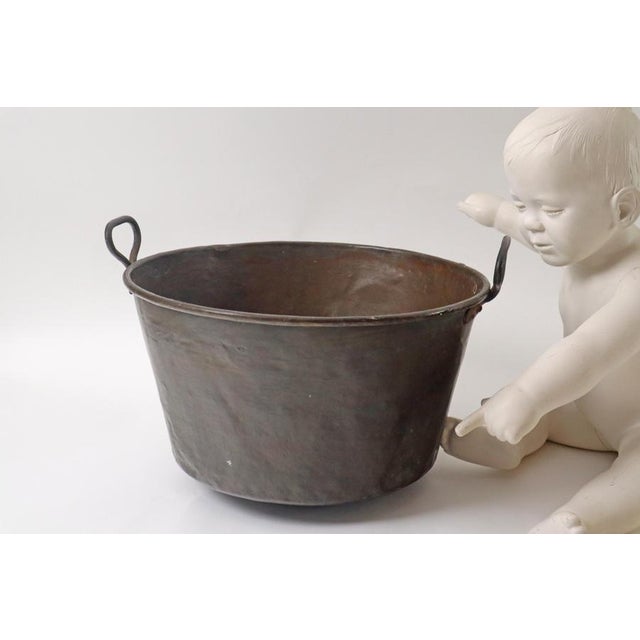 Large Antique Brass Copper Pot, England, 19th Century For Sale - Image 4 of 10