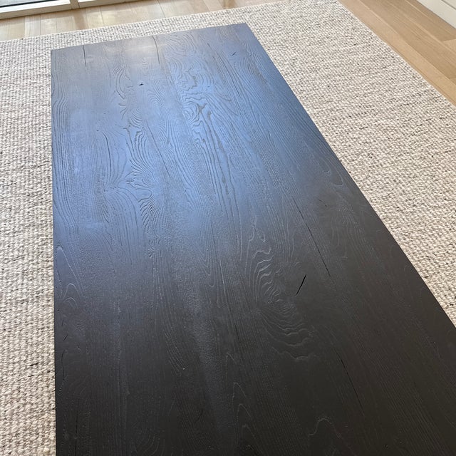 Wood Custom Chabudai Japanese Low Dining Table in Black Reclaimed Oak Solid Wood For Sale - Image 7 of 11