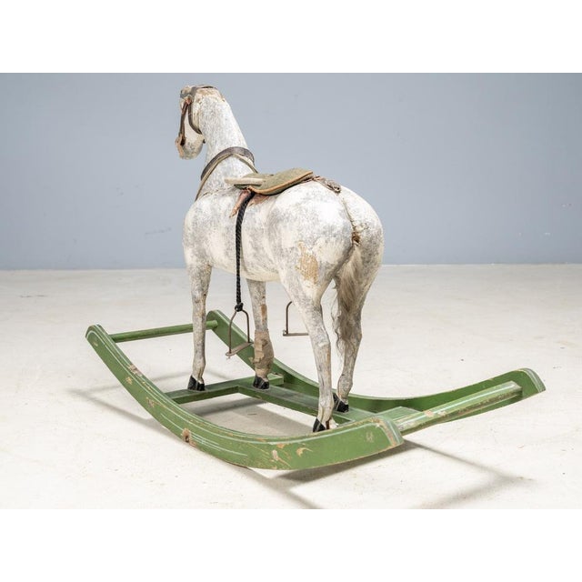 Vintage Wooden Rocking Horse, 1940s For Sale - Image 4 of 8
