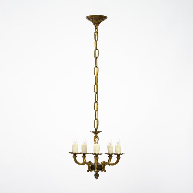 French Vintage French, Bronze, Petite Chandelier For Sale - Image 3 of 9