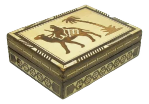 Vintage Moroccan Wood Marquetry Box