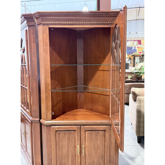 Traditional Corner Display Cabinet With Arched Glazed Doors For Sale In New York - Image 6 of 10