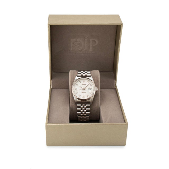 Metal Rolex Datejust 36mm 16234 White Jubilee Computer Dial 18k White Gold Steel Watch For Sale - Image 7 of 8