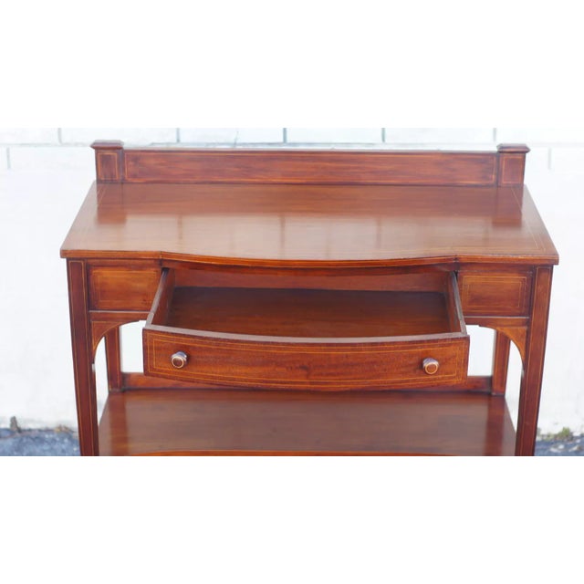 Brown Mahogany Sheraton Server Sideboard Table Antique 20th Century Refinished For Sale - Image 8 of 11
