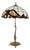 Tiffany Style Table Lamp in Brass and Art Glass, 1950s For Sale