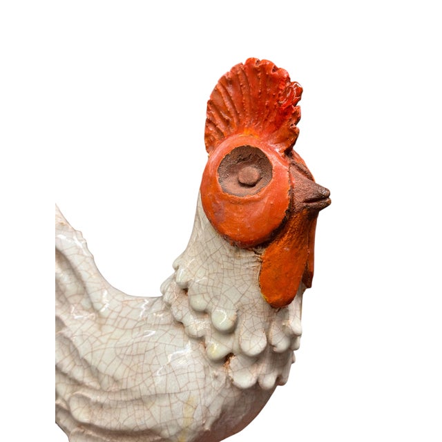 A Rare Art Deco Porcelain Rooster Sculpture by Marjolaine & Luc Lanel For Sale In Los Angeles - Image 6 of 6