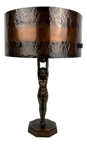 Art Deco Bronze Nude Figural Table Lamp by Gustav Adolf Daumiller, 1920s