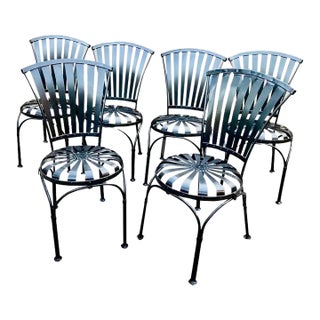 1950s Francois Carre Petite Fan Back Garden Chairs - Group of 6, Attributed For Sale