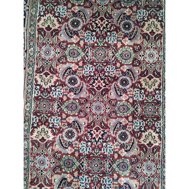Wool pile very fine Persian Ferahan style runner hand woven in India by master weaver-