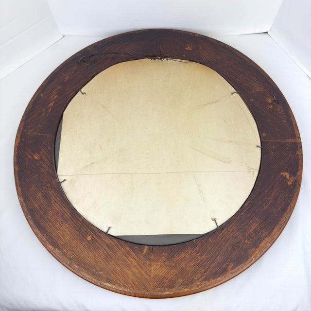 Victorian Hand Carved Round Oak Mirror For Sale - Image 13 of 13