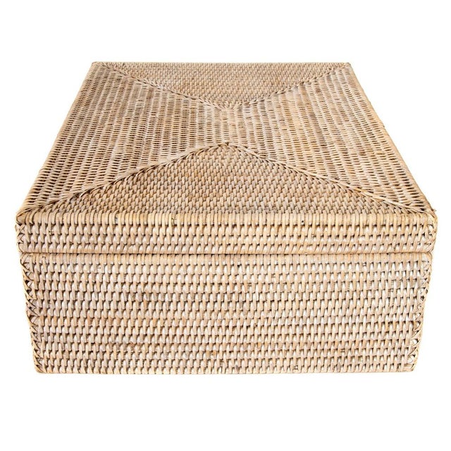 2020s Artifacts Rattan Storage Box with Lid - Flat Legal File Organizer in White Wash For Sale - Image 5 of 6
