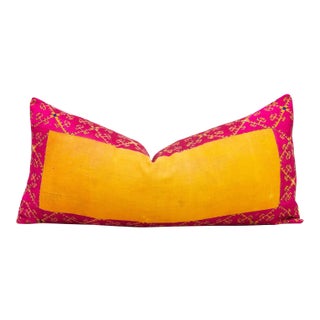 Antique Basanti Sindh Silk Pillow For Sale