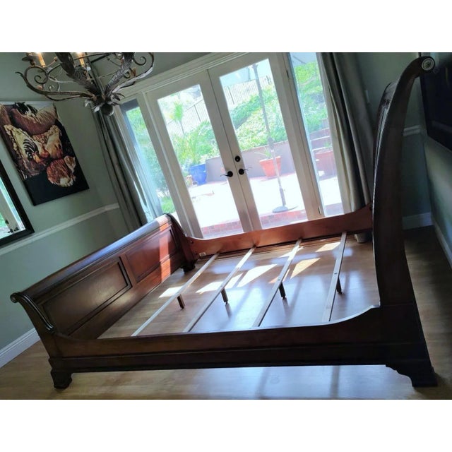 Ethan Allen Cal King Somerset Mahogany Sleigh Bed For Sale - Image 11 of 18