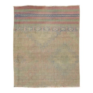 Faded Vintage Embroidered Kilim Fragment - 2`5″ X 2`10″ For Sale