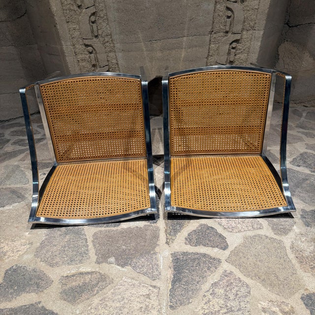Armchairs Stow Davis Mid-Century Modern Chrome & Cane Baughman Attr For Sale - Image 15 of 16