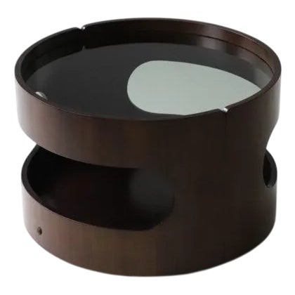 Italian Bar Cart in Walnut and Tinted Glass, 1960s For Sale