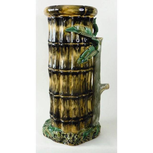 Victorian 19th Century Victorian Majolica Bamboo Umbrella Stand For Sale - Image 3 of 7