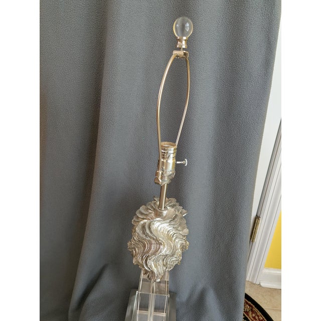 Late 20th Century Giant Silver Clam Shell Table Lamp For Sale - Image 6 of 11